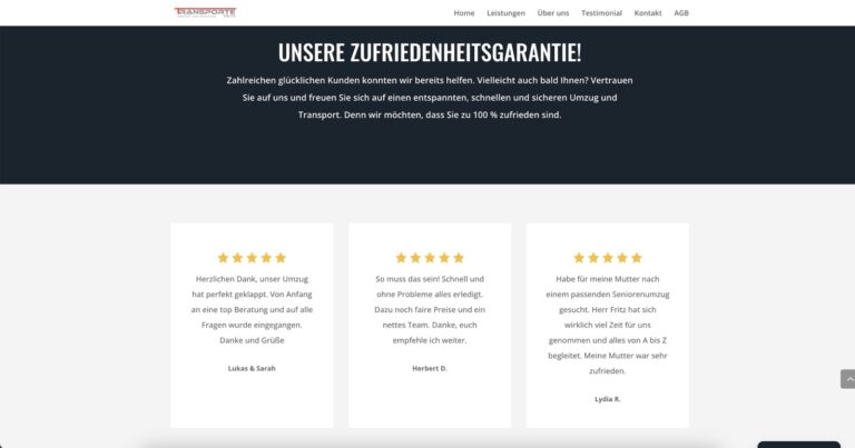 webzeugx Webagentur Freiburg - Umzugsfirma Website mit Kontaktformular.