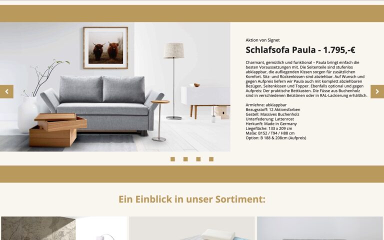 Webagentur Freiburg entwickelt eine Webseite für ein Möbelhaus in Freiburg Gundelfingen