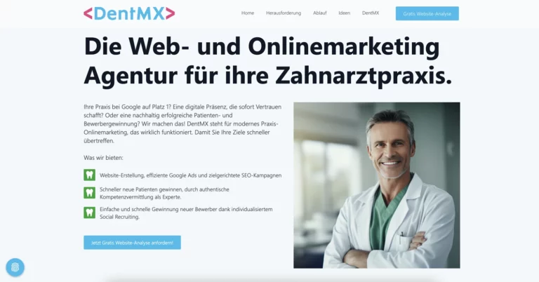 Webagentur Freiburg entwicklet eine Webseite für Zahnarztpraxen